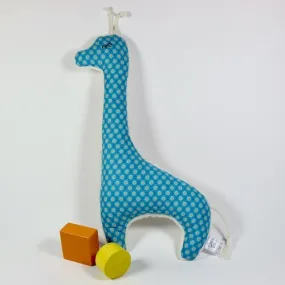 Gros doudou "girafe turquoise et orange".