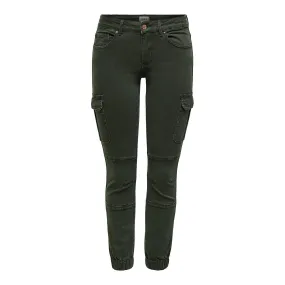 Pantalon cargo fermeture par bouton. fermeture éclair taille moyenne vert foncé en coton Anya | 3 Suisses